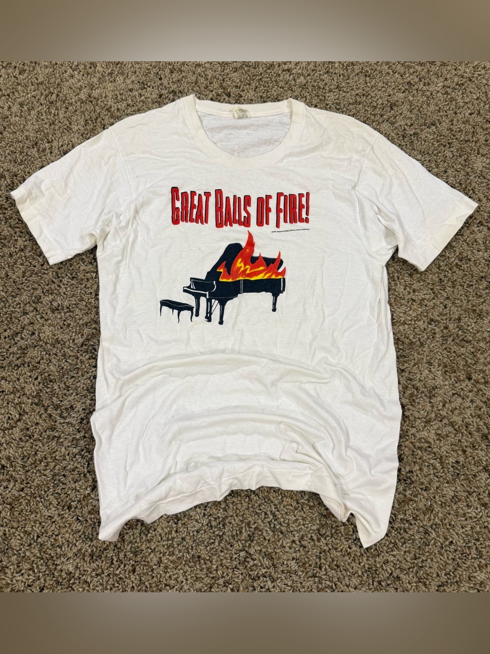 VTG 1989 Great Balls Of Fire Rare Movie Promo Graphic Single Stitch T-Shirt Sz.L